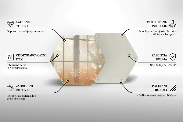 Kuchynská doska veľká zo skla Snehové vločky