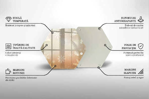 Kuchynská doska veľká zo skla Snehové vločky