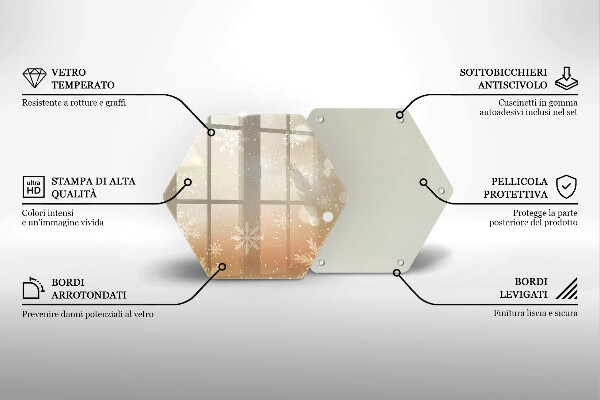 Kuchynská doska veľká zo skla Snehové vločky