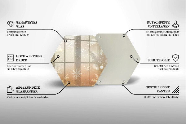 Kuchynská doska veľká zo skla Snehové vločky