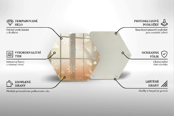 Kuchynská doska veľká zo skla Snehové vločky