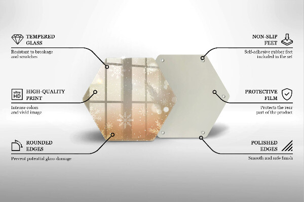 Kuchynská doska veľká zo skla Snehové vločky