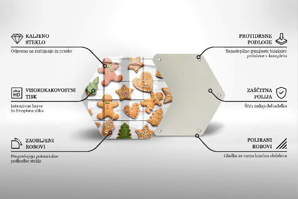 Kuchynská doska veľká zo skla Vianočné perníčky