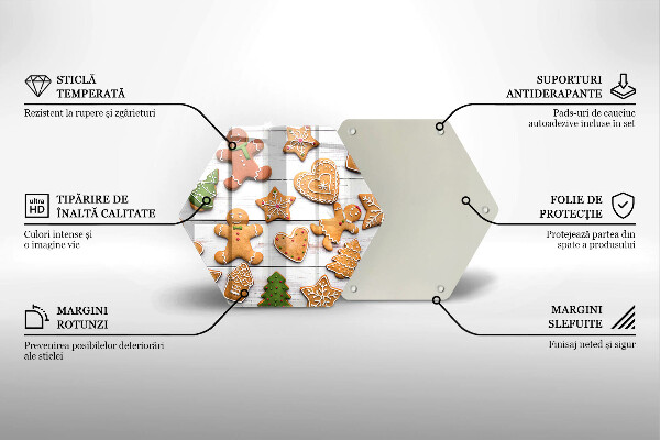 Kuchynská doska veľká zo skla Vianočné perníčky