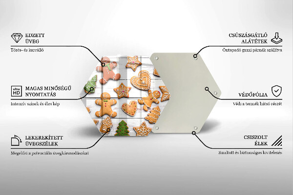 Kuchynská doska veľká zo skla Vianočné perníčky