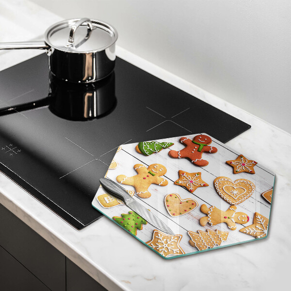 Kuchynská doska veľká zo skla Vianočné perníčky