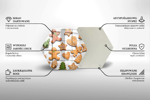 Kuchynská doska veľká zo skla Vianočné perníčky