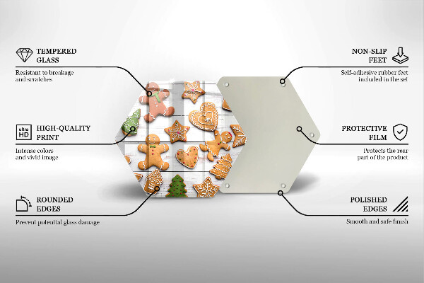 Kuchynská doska veľká zo skla Vianočné perníčky