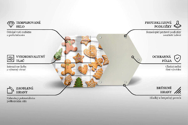 Kuchynská doska veľká zo skla Vianočné perníčky