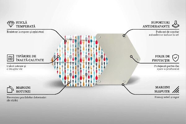 Kuchynská doska veľká zo skla Ilustrácia lyžice