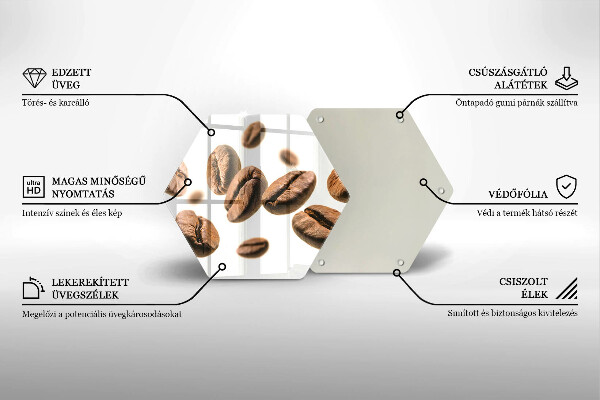 Kuchynská doska veľká zo skla Kávové zrná