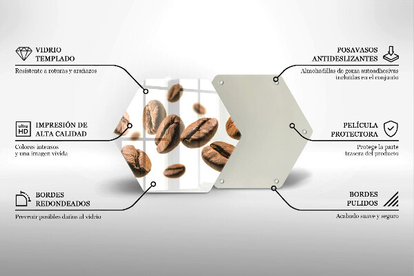 Kuchynská doska veľká zo skla Kávové zrná