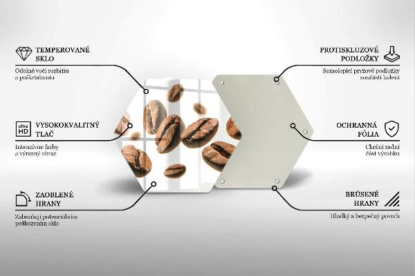 Kuchynská doska veľká zo skla Kávové zrná