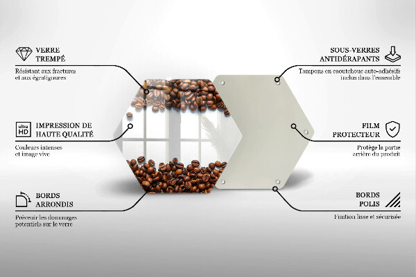 Kuchynská doska veľká zo skla Kávové zrná