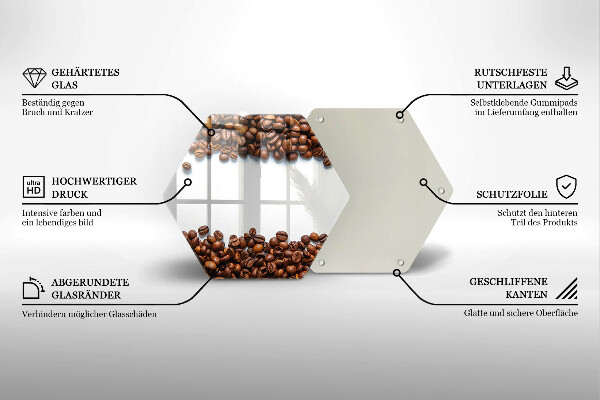 Kuchynská doska veľká zo skla Kávové zrná