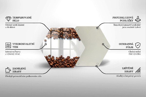 Kuchynská doska veľká zo skla Kávové zrná