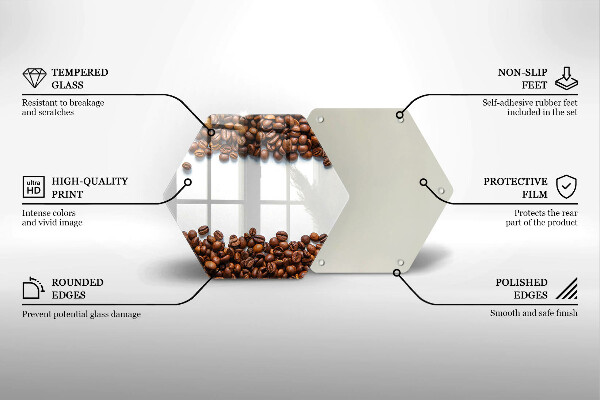 Kuchynská doska veľká zo skla Kávové zrná