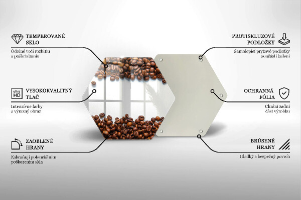 Kuchynská doska veľká zo skla Kávové zrná