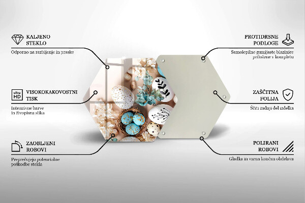 Kuchynská doska veľká zo skla Veľkonočné ozdoby