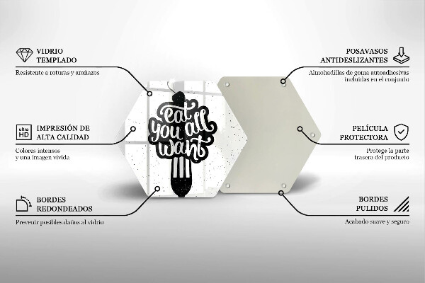 Kuchynská doska veľká zo skla Nápis Eat all you want