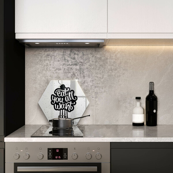 Kuchynská doska veľká zo skla Nápis Eat all you want