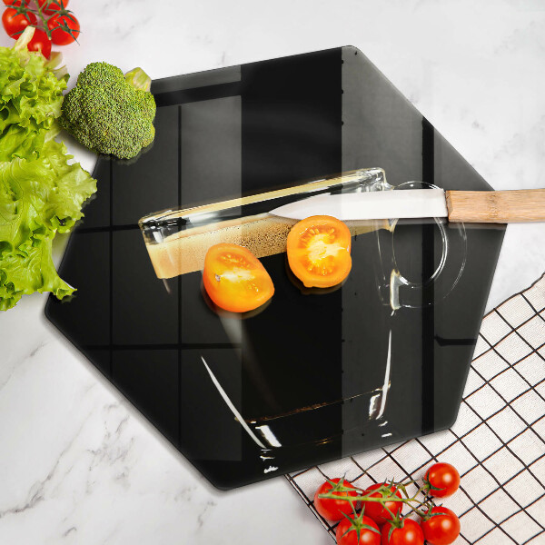 Kuchynská doska veľká zo skla Pohárik čiernej kávy