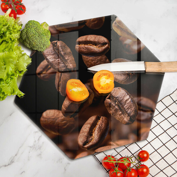 Kuchynská doska veľká zo skla Hnedé kávové zrná