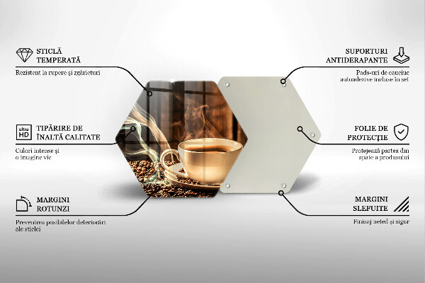 Kuchynská doska veľká zo skla Šálka a kávové zrná