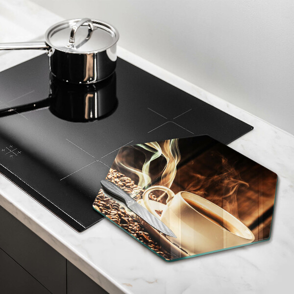 Kuchynská doska veľká zo skla Šálka a kávové zrná