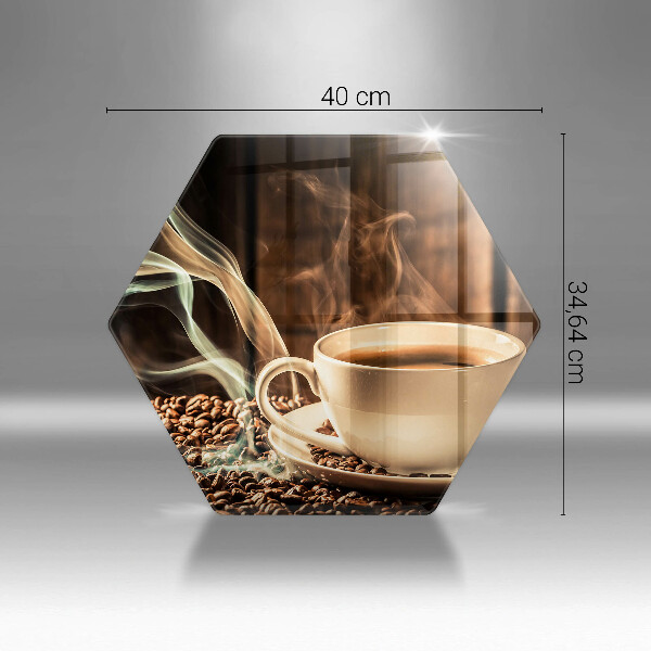 Kuchynská doska veľká zo skla Šálka a kávové zrná