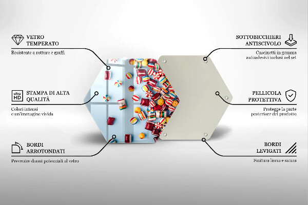 Kuchynská doska veľká zo skla Farebné cukríky