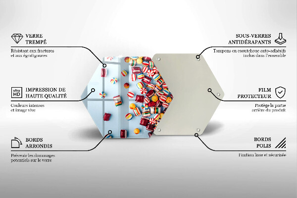 Kuchynská doska veľká zo skla Farebné cukríky
