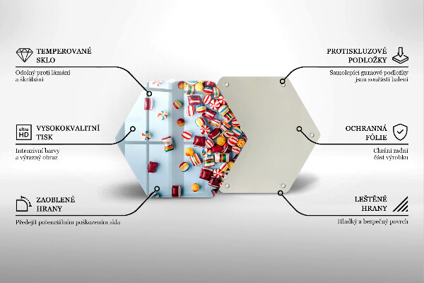 Kuchynská doska veľká zo skla Farebné cukríky