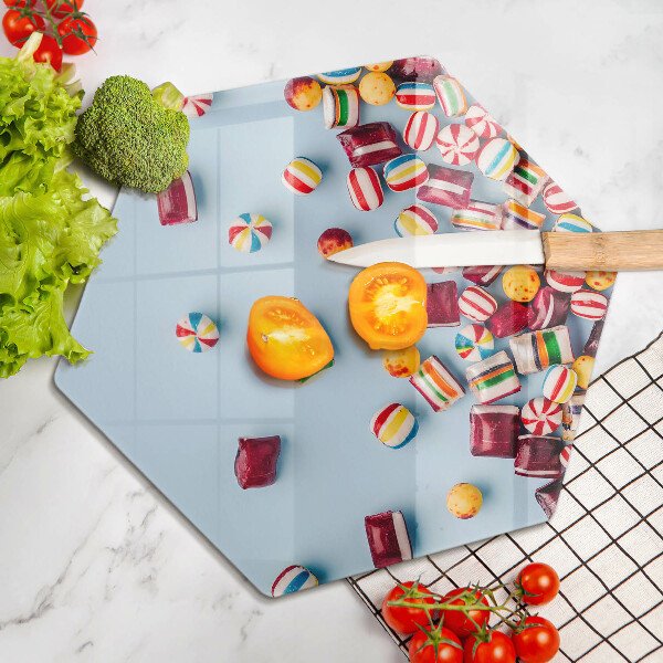 Kuchynská doska veľká zo skla Farebné cukríky