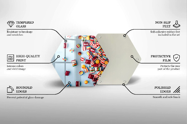 Kuchynská doska veľká zo skla Farebné cukríky