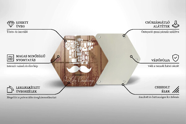 Kuchynská doska veľká zo skla I like cooking