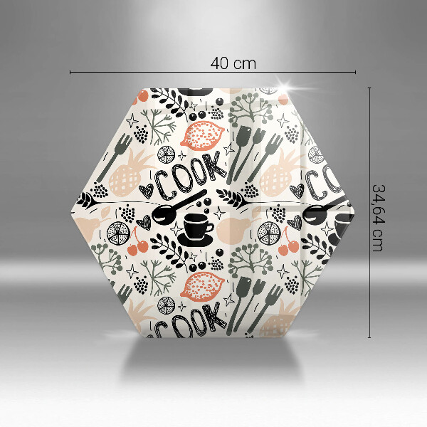 Kuchynská doska veľká zo skla Kreslený kuchynský motív