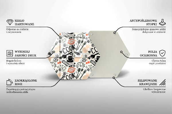 Kuchynská doska veľká zo skla Kreslený kuchynský motív