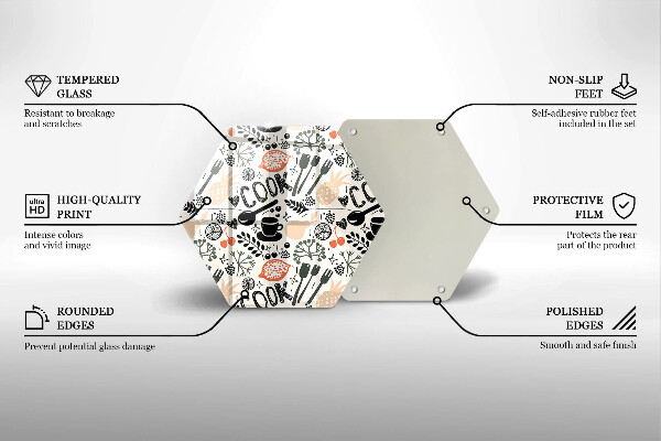 Kuchynská doska veľká zo skla Kreslený kuchynský motív