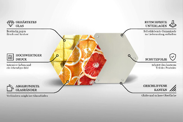 Kuchynská doska veľká zo skla Farebné ovocie