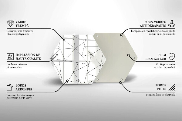 Kuchynská doska veľká zo skla Biele trojuholníky