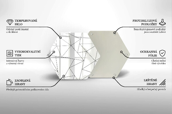 Kuchynská doska veľká zo skla Biele trojuholníky