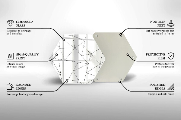 Kuchynská doska veľká zo skla Biele trojuholníky