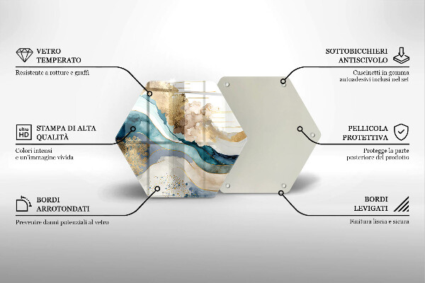 Kuchynská doska veľká zo skla Farebný mramor