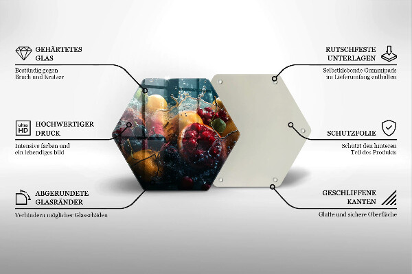 Kuchynská doska veľká zo skla Ovocie vo vode