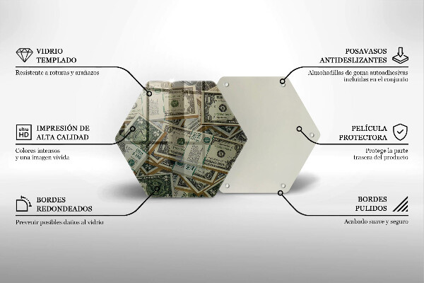 Kuchynská doska veľká zo skla Peniaze doláre