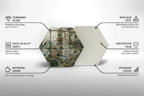 Kuchynská doska veľká zo skla Peniaze doláre
