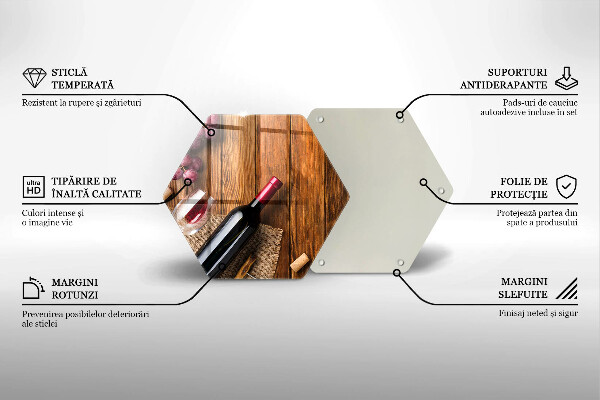 Kuchynská doska veľká zo skla Fľaša červeného vína