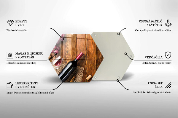 Kuchynská doska veľká zo skla Fľaša červeného vína