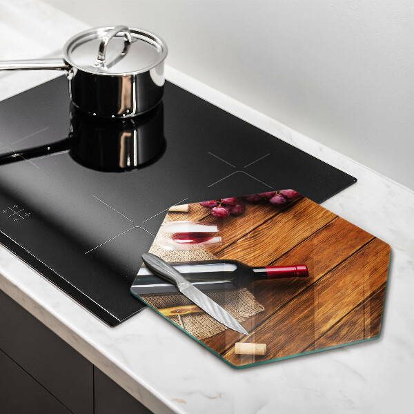 Kuchynská doska veľká zo skla Fľaša červeného vína